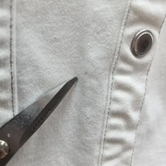 Free People Dynamite White Denim Mini Shirt Dress Snap Front Long Sleeves SZ Med - Picture 3 of 7